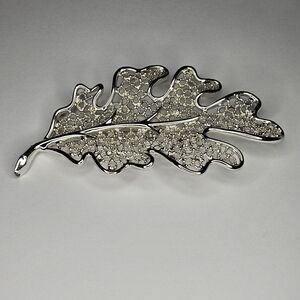 Vintage Sarah Coventry Silver Leaf Large Brooch